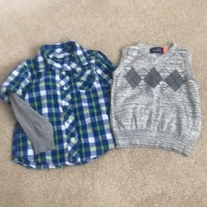 Boys EUC button up and sweater vest